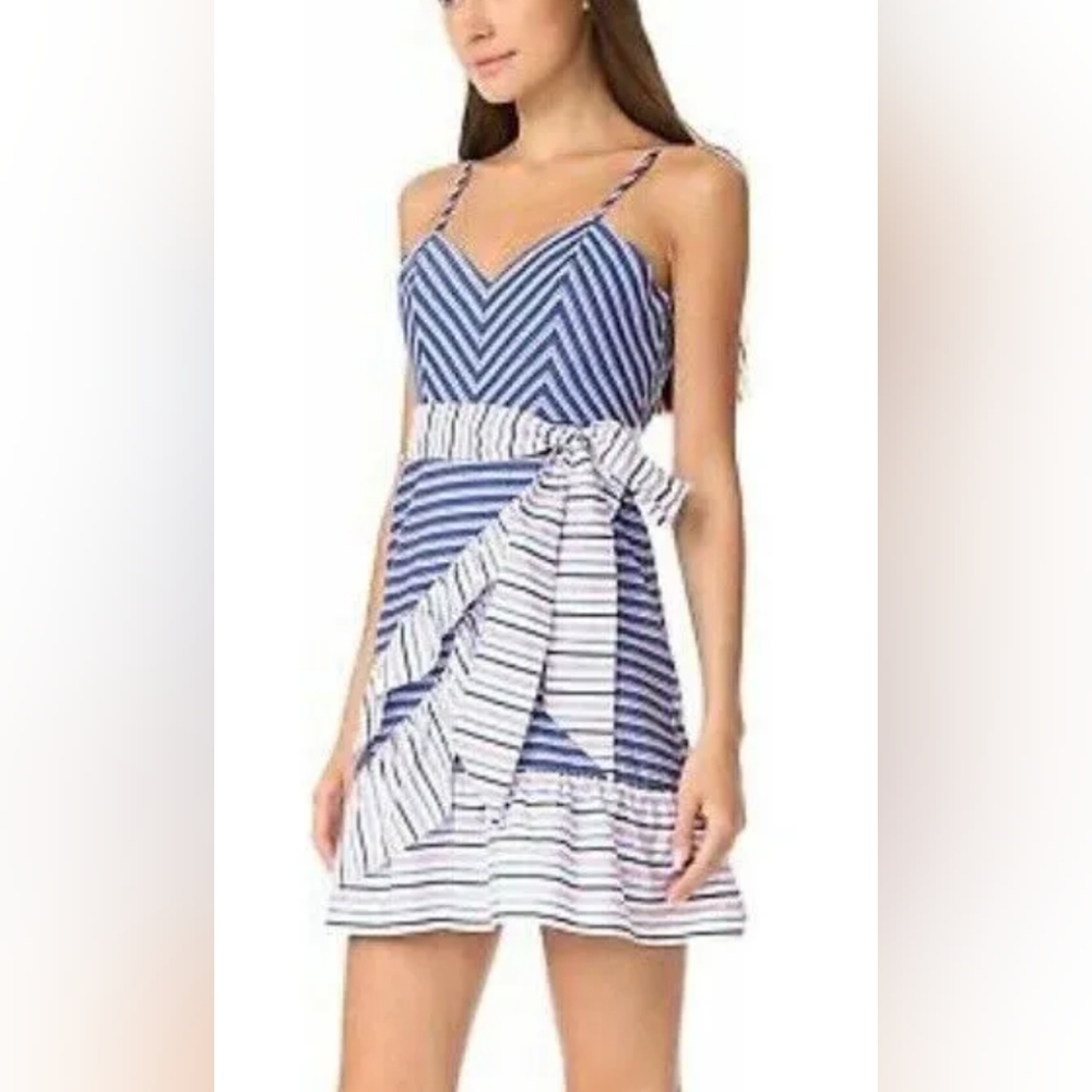 Parker Blue and White Striped Mini Dress, Great Condition, Tie Waist Size 0